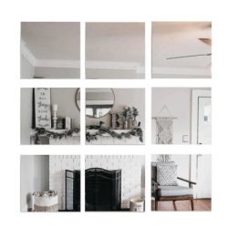 Set 16 Oglinzi Decorative Design PATRAT 20 X 20 cm Acrilice Cristal - Diamant - Fagure