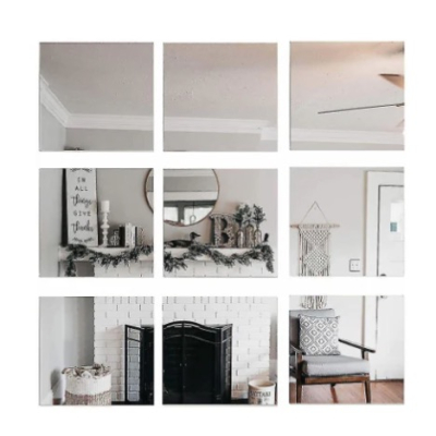 Set 16 Oglinzi Decorative Design PATRAT 20 X 20 cm Acrilice Cristal - Diamant - Fagure