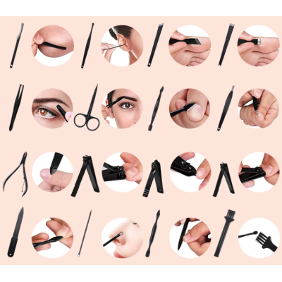 Set 16 piese MANICHIURA profesionala otel negru mat 1