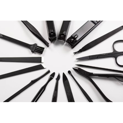 Set 16 piese MANICHIURA profesionala otel negru mat 1