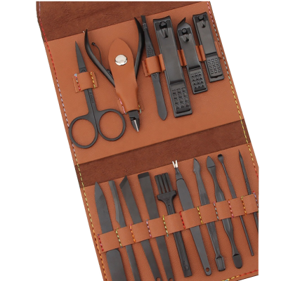 Set 16 piese MANICHIURA profesionala otel negru mat 1