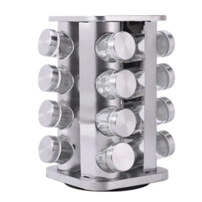 Set 16 recipiente condimente Alimar cu suport rotativ inox