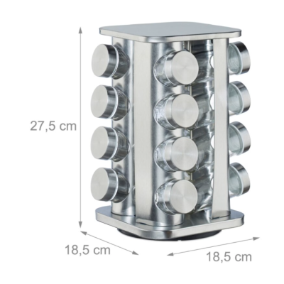 Set 16 recipiente condimente Alimar cu suport rotativ inox