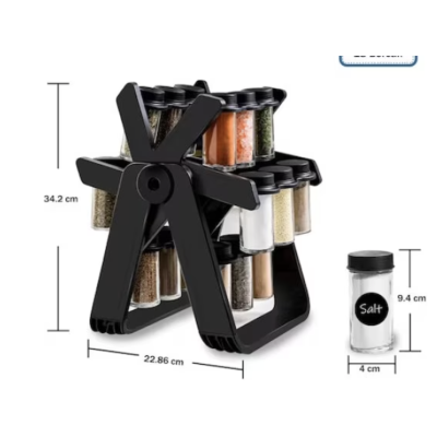 Set 18 recipiente condimente cu suport rotativ 34x23 cm