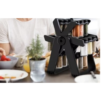 Set 18 recipiente condimente cu suport rotativ 34x23 cm