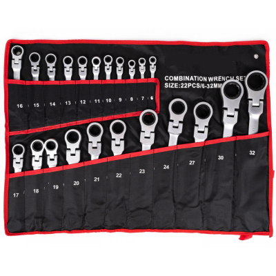 Set 22 piese chei combinate fixe si inelare articulate de la 6 la 32 mm