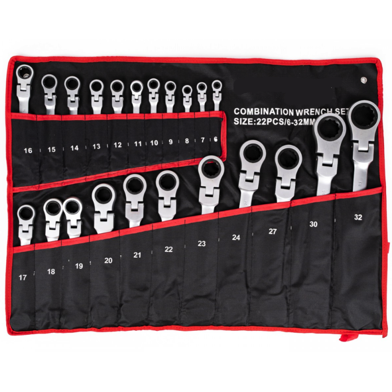 Set 22 piese chei combinate fixe si inelare articulate de la 6 la 32 mm
