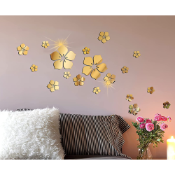 Set 25 stickere stil oglinda decorativa acrilica AURIE in forma de floare