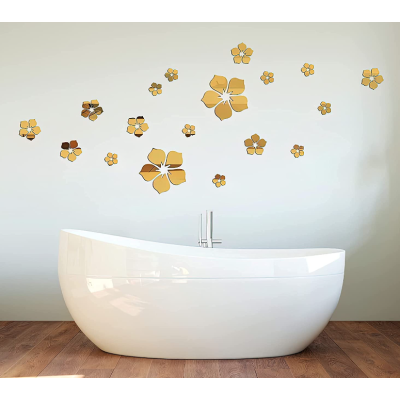 Set 25 stickere stil oglinda decorativa acrilica AURIE in forma de floare