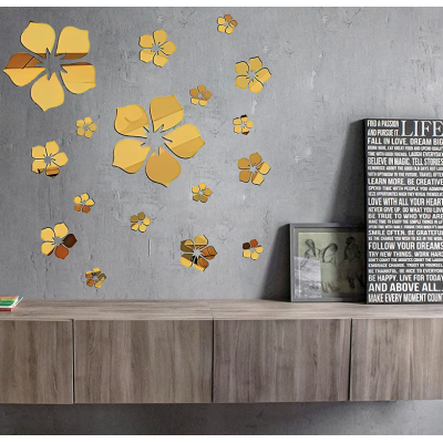 Set 25 stickere stil oglinda decorativa acrilica AURIE in forma de floare