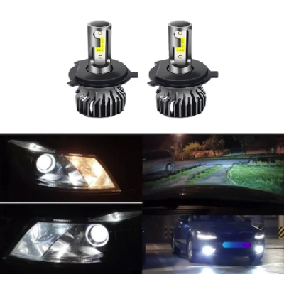 Set 2 becuri auto COB H4, 100W, lumina alb-rece, 12000 lumeni