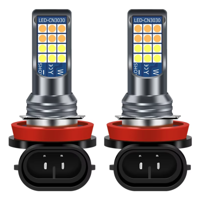 Set 2 becuri auto H11 cu 24 LED in 2 culori 12V 60W 6800 lumeni 6000K