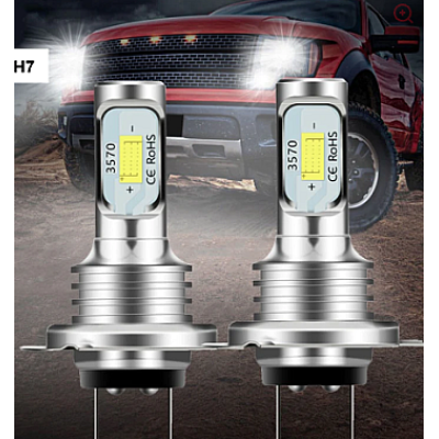 Set 2 becuri auto LED H7 3570 7000LM 2SMD temperatura culoare 6000K putere 80W