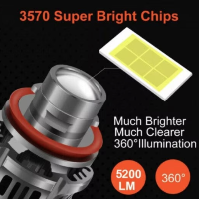 Set 2 becuri auto V6 H11 putere 96W per set 10400 lumeni