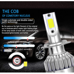 Set 2 becuri Led auto C6 H7 putere 36W 3800LM temperatura 6500K hassa