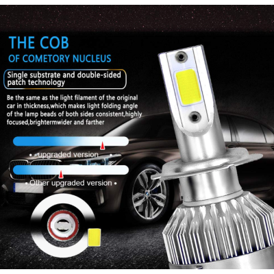 Set 2 becuri Led auto C6 H7 putere 36W 3800LM temperatura 6500K hassa