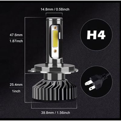 Set 2 becuri LED auto F2 H4 putere 100W temperatura 6000K lumina alba rece XL