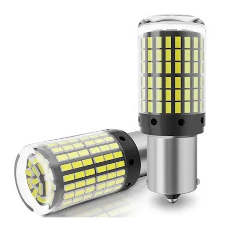 Set 2 Becuri LED Canbus 1156 Pozitie Galben BA15S P21W 180 GRADE 144 LED-uri
