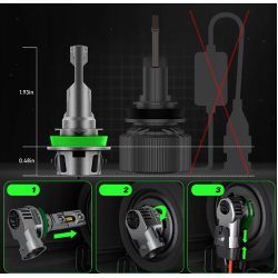 Set 2 becuri LED F11 H4 de 12000 lm 12 V putere 100W