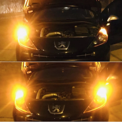 Set 2 Becuri LED GALBEN  P21W (Pozitii) cod 1156 cu anulator