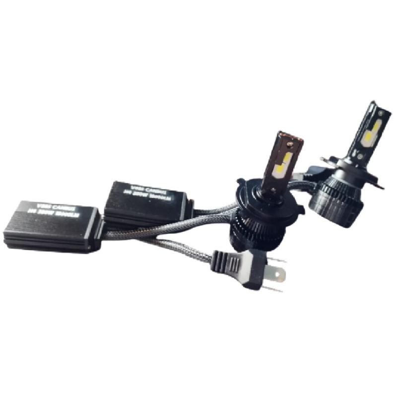 Set 2 becuri LED H4 V88s cu doua 2 faze 3 pini Canbus putere 380W lumina alb-rece 18 000 lumeni temperatura 6000k