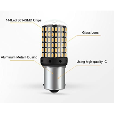 Set 2 Becuri LED pentru semnalizare culoare ALB soculu PY21W LED 1156 pentru 144 SMD