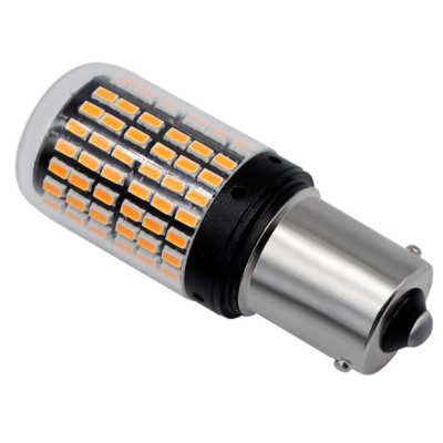 Set 2 Becuri LED semnalizare ORANGE soclu Pw 180 grade LED 1156 led 144 SMD PW21