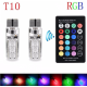 Set 2 becuri T10 LED auto RGB cu telecomanda putere 2W