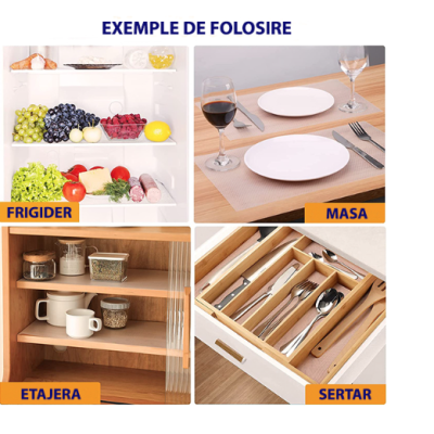 Set 2 Folii antialunecare si protectie sertare etajere rafturi transparenta 45x150 cm