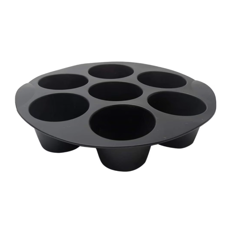 Set 2 Forme din silicon de briose pentru Airfryer cu 7 compartimente NEGRU