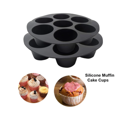 Set 2 Forme din silicon de briose pentru Airfryer cu 7 compartimente NEGRU