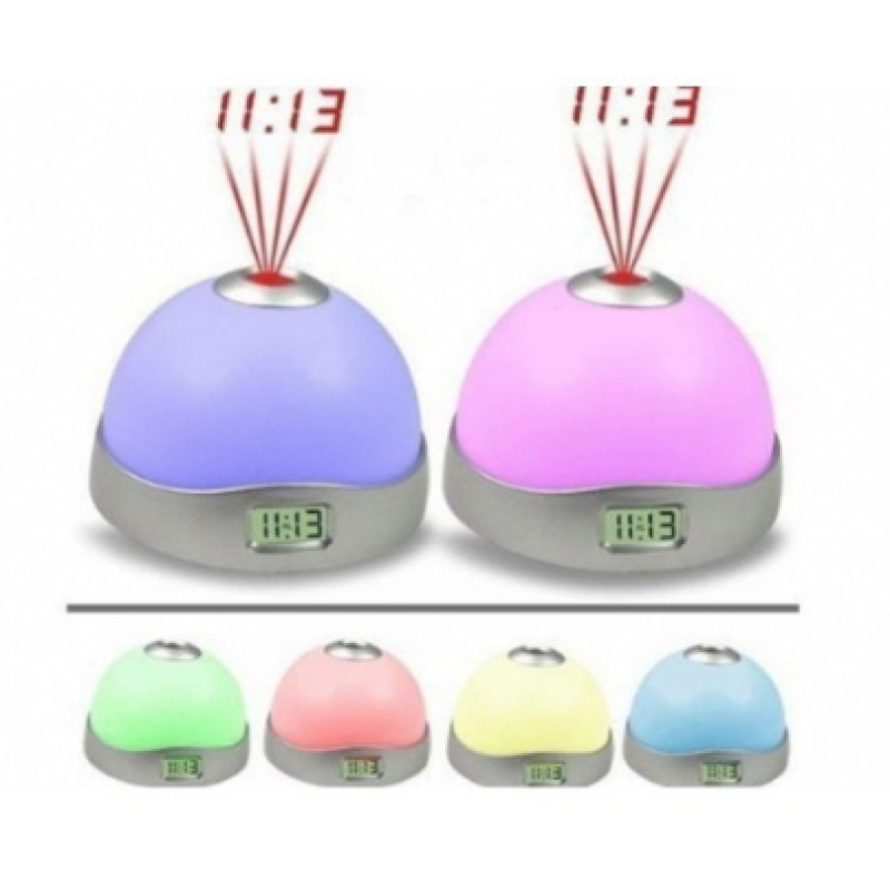 Set 2 Lampi de veghe cu ceas si proiectie