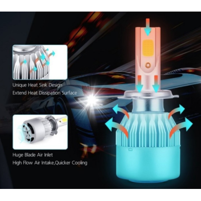 Set 2 Lampi LED C6 H7  temperatura 6500K putere 36W lumina alba 3800LM