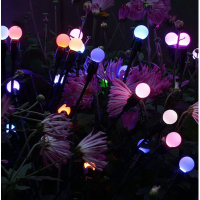 Set 2 Lampi LED decorative de gradina cu 6 bulbi incarcare solara si senzor de miscare cu lumina multicolora