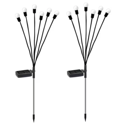 Set 2 Lampi LED decorative de gradina cu 6 bulbi incarcare solara si senzor de miscare cu lumina multicolora