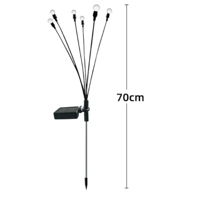 Set 2 Lampi LED decorative de gradina cu 6 bulbi incarcare solara si senzor de miscare cu lumina multicolora