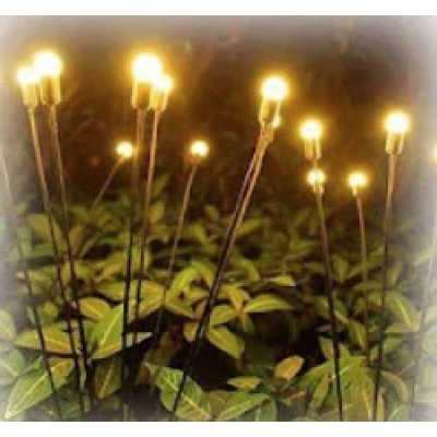 Set 2 Lampi solare LED Alb Cald cu 6 bulbi decoratiune gradina licurici