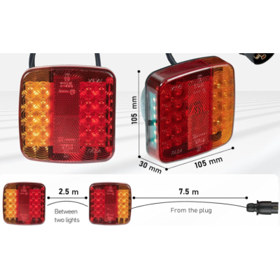 Set 2 lampi spate LED magnetice pentru remorca 12V cu cablu