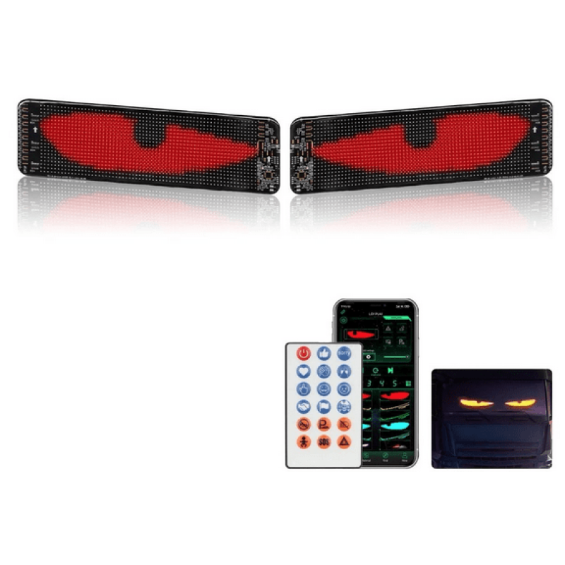 Set 2 piese Ecran Publicitar Flexibil 60×12 cm cu USB Ochi de diavol BT Ecran Colorat pentru Fereastra si Usa.