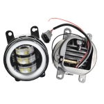 Set 2 proiectoare ceata cu DRL Angel Eyes 89 milimetri 3.5” cu 3 functii alb cu semnal galben