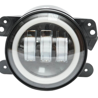 Set 2 proiectoare ceata cu DRL Angel Eyes 89 milimetri 3.5” cu 3 functii alb cu semnal galben