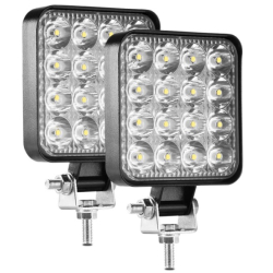Set 2 Proiector PATRAT 16 led 12v-24v  48w  lumina alba 6000k Slim