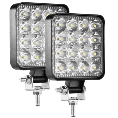 Set 2 Proiector PATRAT 16 led 12v-24v  48w  lumina alba 6000k Slim