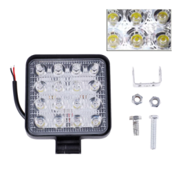 Set 2 Proiector PATRAT 16 led 12v-24v  48w  lumina alba 6000k Slim