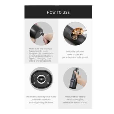 Set 2 rasnite electrice sare piper sau alte condimente cu incarcare USB