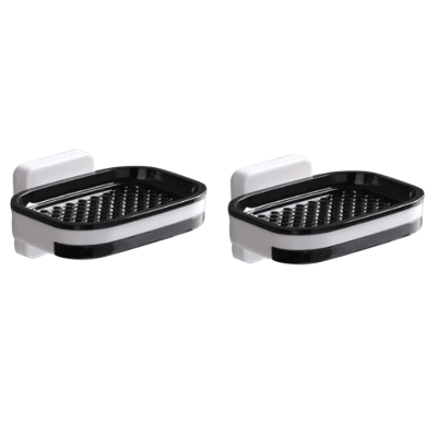 Set 2 Suporti de perete pentru sapun cu fixare prin lipire