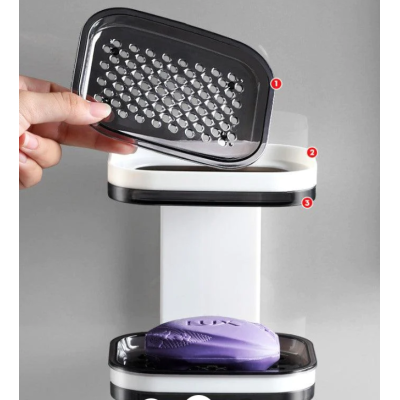 Set 2 Suporti de perete pentru sapun cu fixare prin lipire