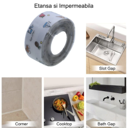 Set 2 x Banda de etansare transparenta cu model 38x320cm