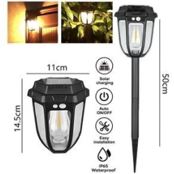 Set 2 x Lampa solara de gradina tip felinar cu tarus CL D68