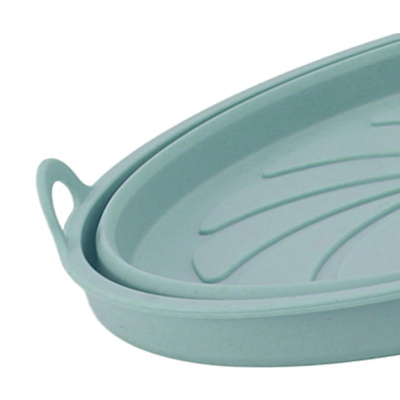 Set 2 x Tava rotunda din silicon pentru friteuza stil cosulet cu 2 manere